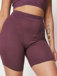 Missguided Women Purple Solid Regular Fit Mid-Rise Biker Shorts