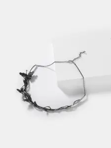 SHAYA Silver-Toned & Black Sterling Silver Necklace