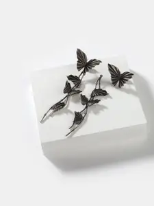 SHAYA Women Silver-Toned Contemporary Drop Earrings