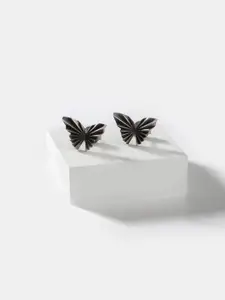 SHAYA Silver-Toned Contemporary Chasing My Greatest Adventures Studs Earrings