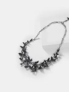 SHAYA Silver-Toned & Black Sterling Silver Necklace