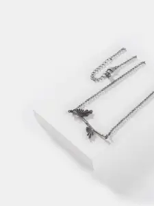 SHAYA Silver-Toned & Black Sterling Silver Necklace