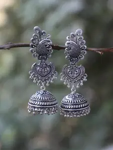 FIROZA Oxidised Silver-Toned Jhumka Earrings