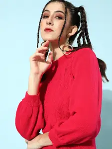 STREET 9 Women Fuchsia Crop Acrylic Pullover