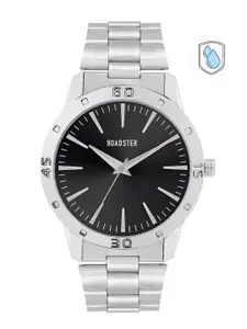 The Roadster Lifestyle Co Men Black Dial & Silver Toned Stainless Steel Straps Analogue Watch RD-AW21-9C