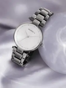 DressBerry Women Grey Printed Dial & Gunmetal Toned Stainless Steel Bracelet Watch AW21-5C