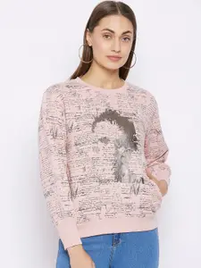Madame Madame Women Pink Printed Sweatshirt