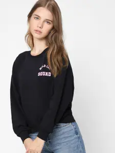 ONLY Women Black Printed Sweatshirt
