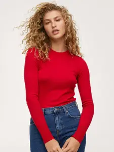 MANGO Women Red Solid Sweater