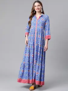 Rangriti Women Blue Ethnic Motifs A-Line Maxi Dress