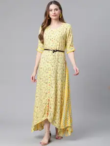 Rangriti Women Yellow Floral Maxi Dress
