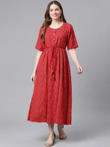 Rangriti Women Red Ethnic Maxi Dress