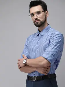Van Heusen Men Blue Slim Fit Striped Formal Shirt