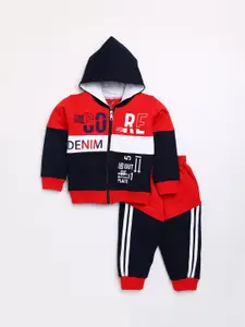 Toonyport Boys Blue & Red Colourblocked Cotton Track Suits