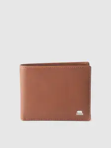 BROWN BEAR Men Tan Brown Solid Leather Two Fold Wallet