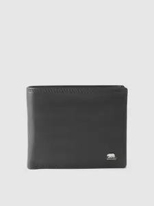 BROWN BEAR Men Black Solid Leather Two Fold Wallet