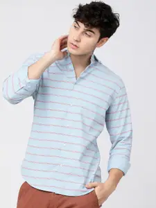 KETCH Men Slim Fit Horizontal Stripes Cotton Casual Shirt