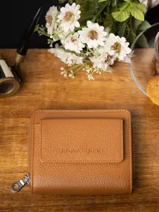 BROWN BEAR Women Tan Solid Leather Two Fold Wallet