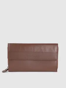 BROWN BEAR Women Brown Solid Leather Zip Around Wallet