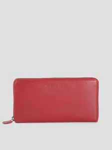 BROWN BEAR Women Red Solid Leather Zip Around Wallet
