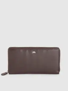BROWN BEAR Women Coffee Brown Solid Leather Zip Around Wallet