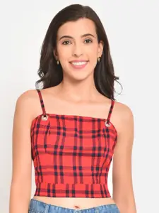 Martini Red Checked Regular Crop Top