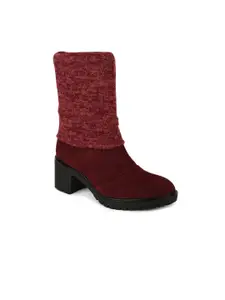 Bruno Manetti Women Maroon Block Heeled Boots