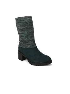 Bruno Manetti Green Suede Block Heeled Boots