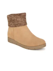 Bruno Manetti Beige Suede Wedge High-Top Heeled Boots