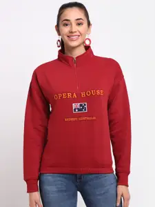Club York Women Red Printed Sweatshirt