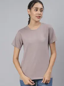 SCORPIUS Women Beige Loose T-shirt