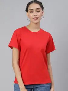 SCORPIUS Women Red Loose T-shirt