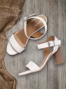 The Roadster Lifestyle Co White Solid Block Sandals