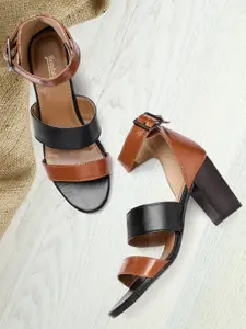 The Roadster Lifestyle Co Brown & Black Colourblocked Block Heels