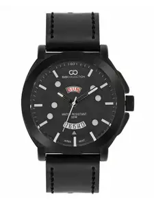GIO COLLECTION Men Black Aluminium Dial & Black Leather Straps Analogue Watch G3024-11