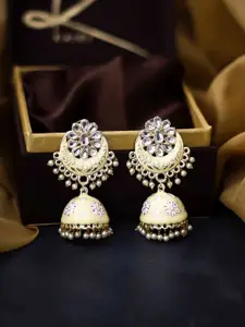 Kairi Gold Plated Beige Contemporary Jhumkas Earrings