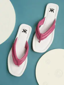 Kook N Keech Women Pink Quilted Open Toe Flats