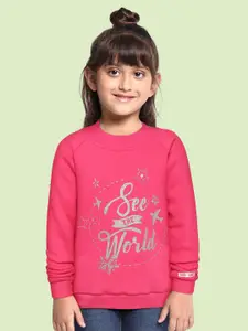 toothless Girls Pink Printed Cotton Sweatshirt