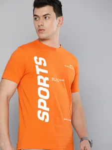 Slazenger Men Orange & White Typography Printed T-shirt