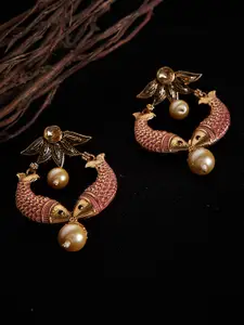 PANASH Gold-Toned Contemporary Drop Earrings