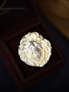 Kairi Gold-Plated White Stone-Studded Antique Adjustable Finger Ring