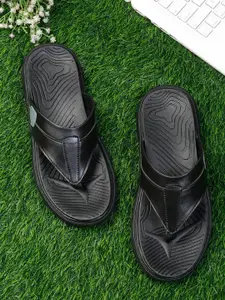 Apsis Men Black Textured Comfort Sandals
