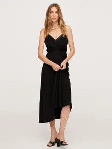 MANGO Women Black Solid A-Line Midi Dress
