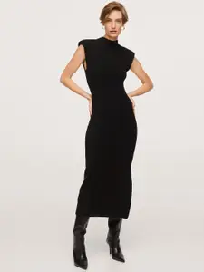 MANGO Women Black Solid Sheath Midi Dress