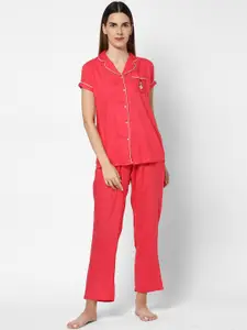 evolove Women Coral Night suit