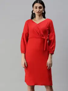Selvia Red Scuba Bodycon Dress