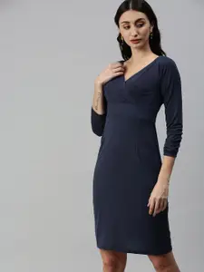 Selvia Navy Blue Scuba Bodycon Dress