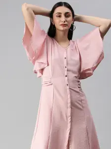 Selvia Pink Panelled A-Line Dress