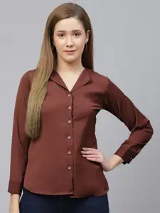 Selvia Women Brown Regular Fit Solid Opaque Casual Shirt