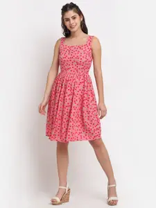 BRINNS Pink & Red Floral Print Fit & Flare Dress